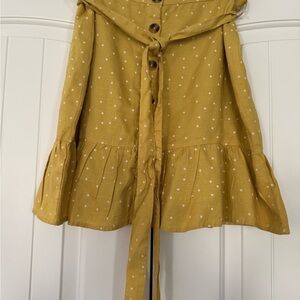 Francesca's Collections Mustard Polka Dot Mini Skirt